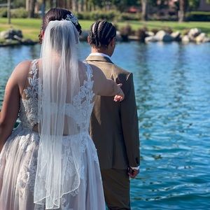 Wedding dress, veil and hair clip!